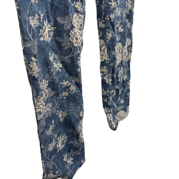 Lauren Ralph Lauren Stretch Cotton Floral Blue Jeans Mid Rise Straight Leg sz 6 - Picture 2 of 16